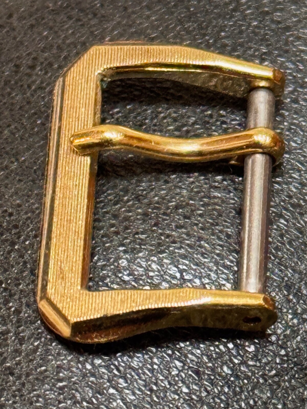 Gold plate grooved & cut corner design vintage watch band buckle 16mm NOS 1950s