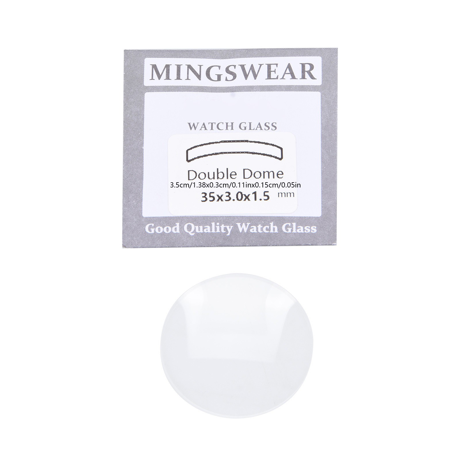 1.5mm Thick Double Domed Mineral Watch Crystal 35mm Diameter Concave Glass