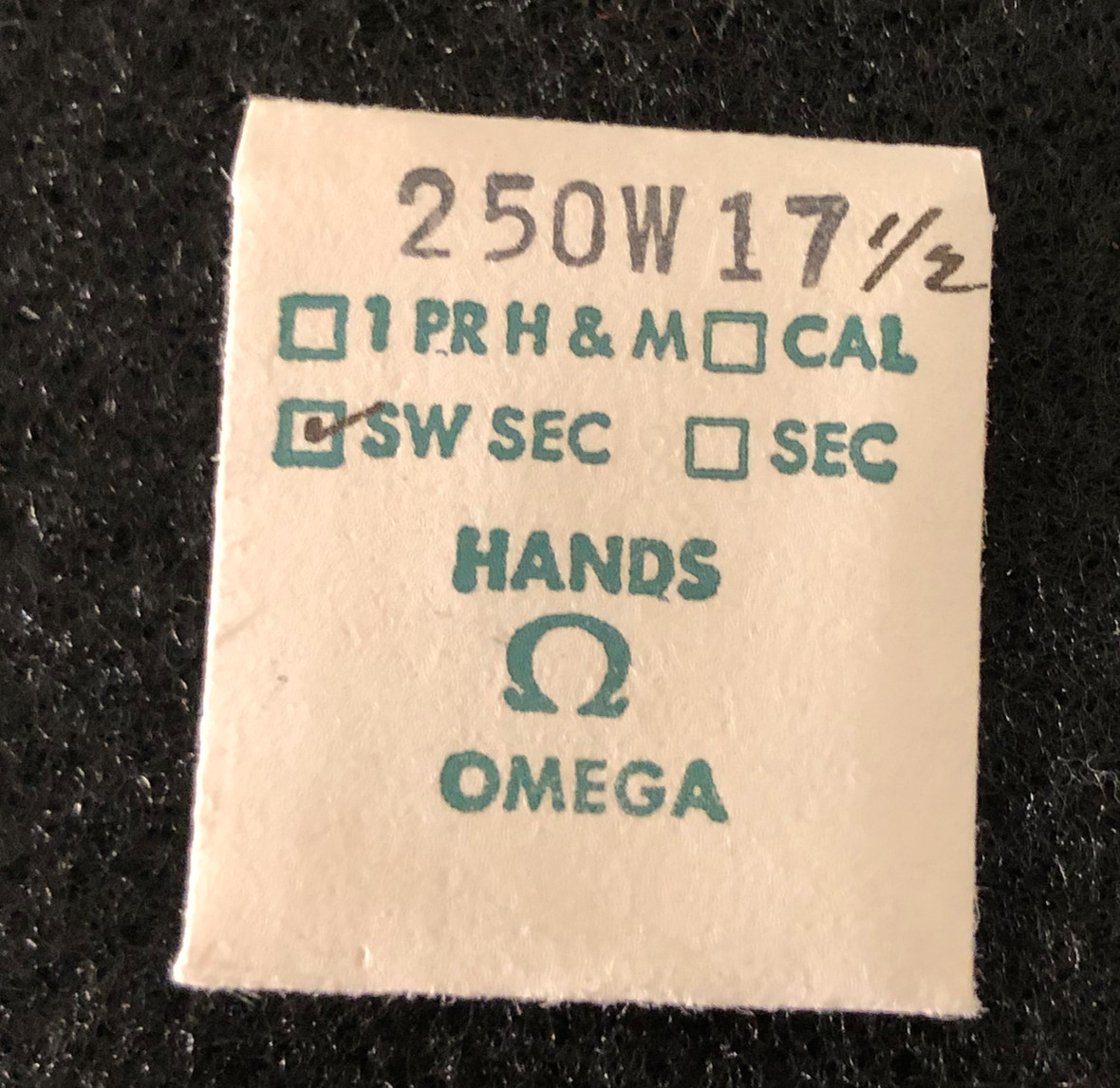 Vintage Omega Cal 250 Sweeping Second Hand NOS Genuine SW 250W 17 1/2 Silver