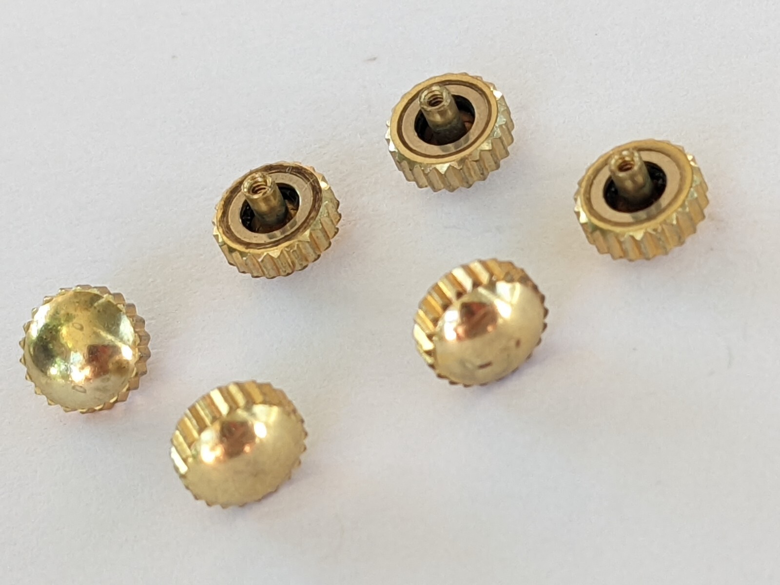 Waterproof crown diam. 5.25mm, tap 0.90mm, tube 2.50mm Chrome or Gilt x 6 pcs
