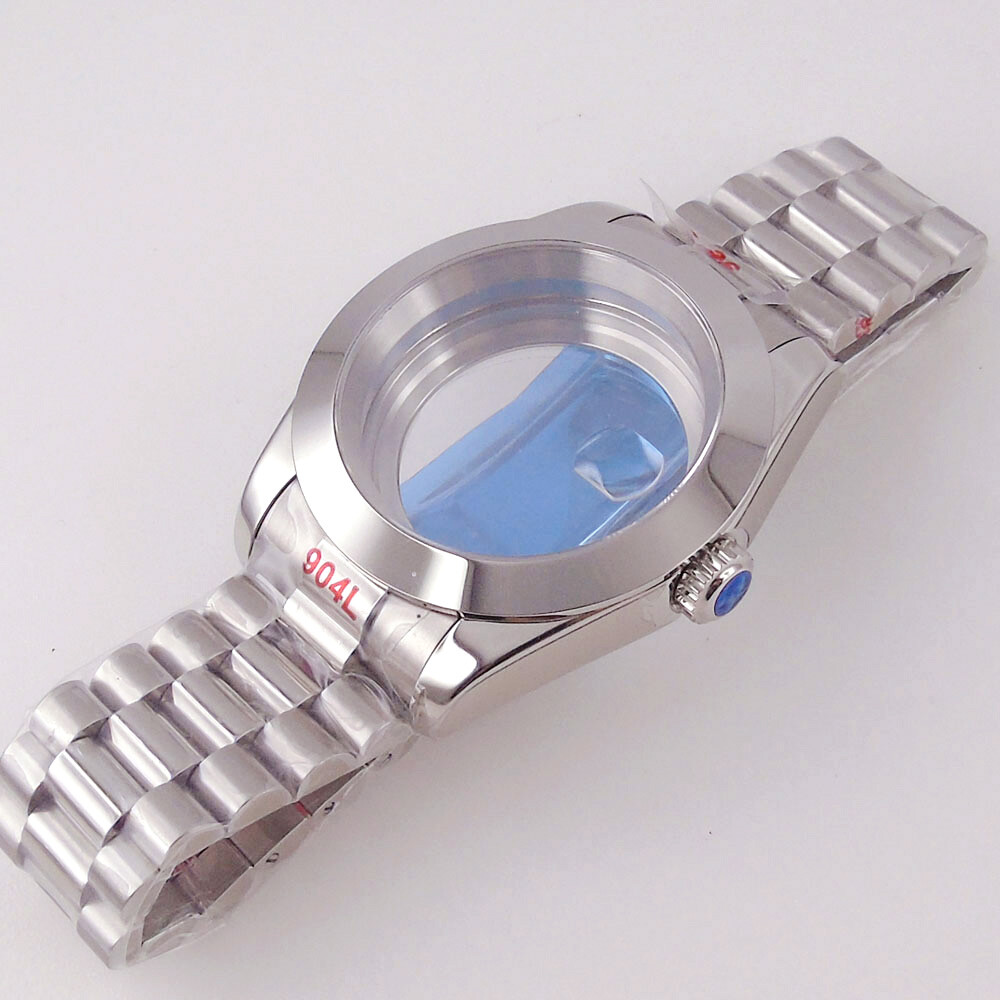 39MM Sapphire Glass Watch Case Fit NH35 NH36 8215 ETA 2836 2824 President Strap