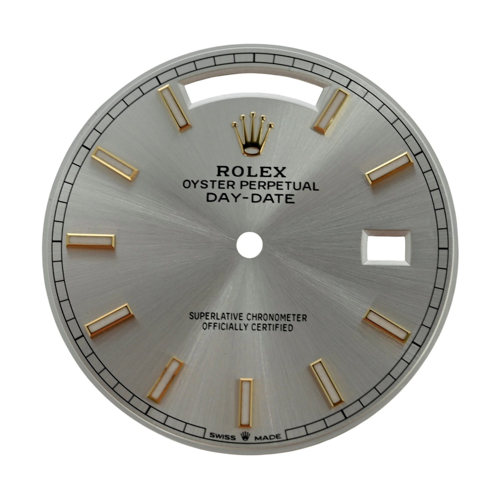 Rolex Factory Day-Date 40 Silver and Gold Luminous Stick 40mm Watch Dial 228238!
