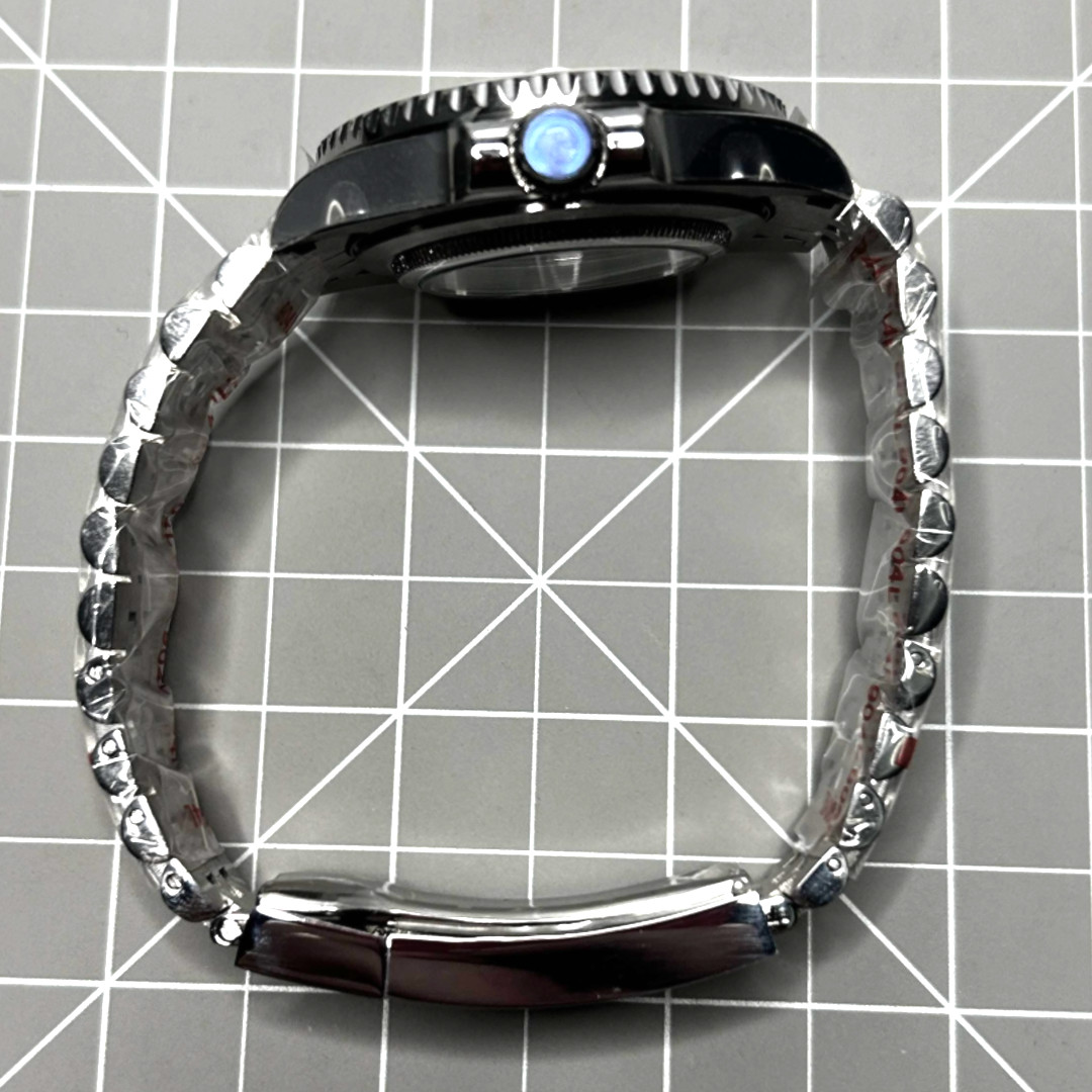 40mm Watch Sub Case and Strap Ceramic Bezel for NH34 NH35 Movement Silver Mod