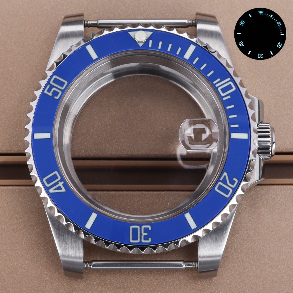 FEIYASHI Luminous SUB Bezel 40mm Brushed Watch Case Sapphire For Seiko NH35 NH36