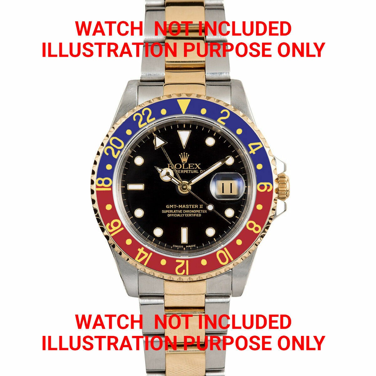 Blue Red Replacement Bezel Insert With Gold Bezel 37.70mm x 30.70mm For Rolex