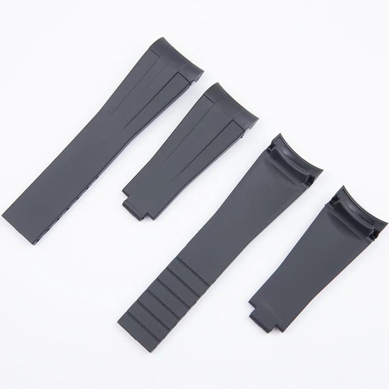 New 20mm/ 21mm/ 22mm Black Silicone Rubber Watch Strap Band for Rolex Oyster