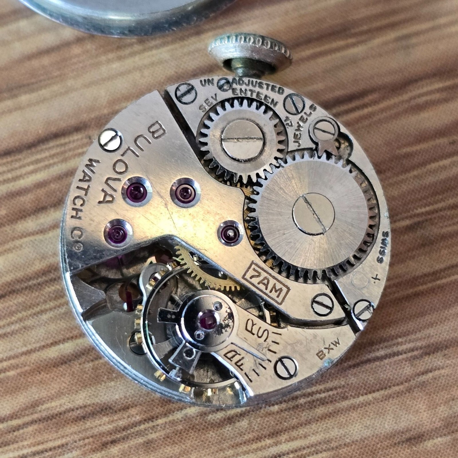 Vintage Bulova 7AM BXW 10 krgp Sterling Base Swiss Mechanical Watch Movement WP3