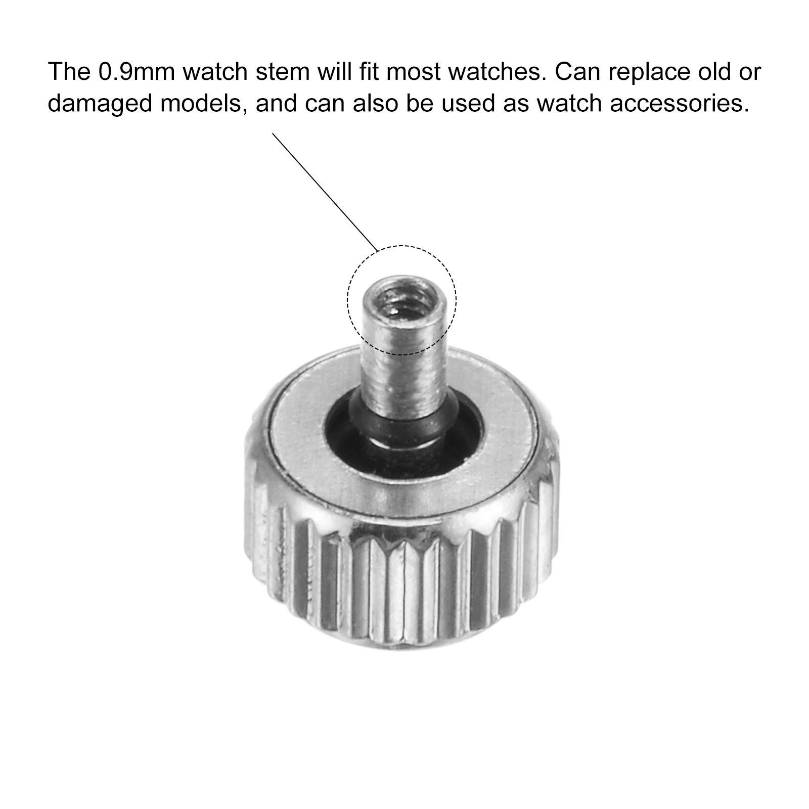 2Pcs 5×4.5mm Watch Crown SUS304 Flat Head Long Stem 2mm ID Silver Tone