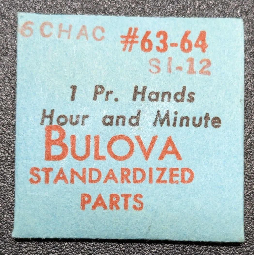 NOS Genuine Bulova 6CHAC SI-12 – HR/MIN Watch Hands Set/Pair #63-64 Silver Index