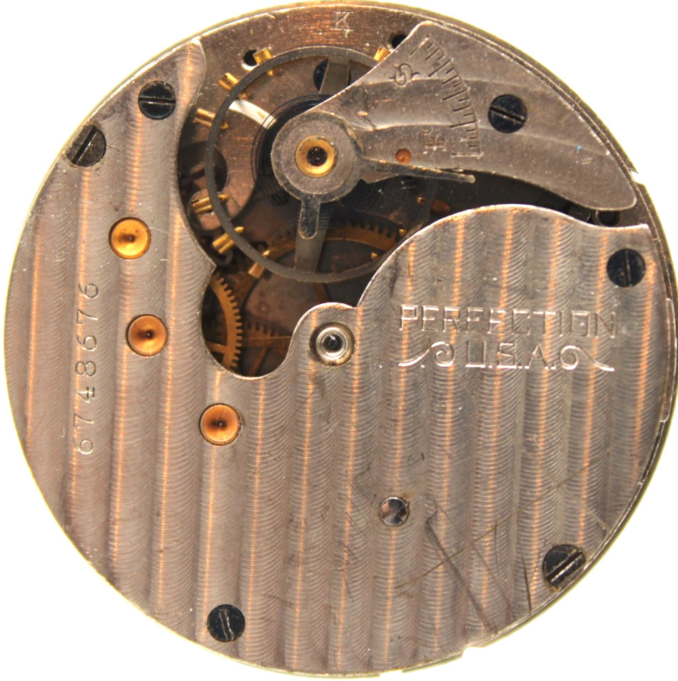 1908 PERFECTION POCKET WATCH MOVEMENT 6748676 GRADE 391 16s 7j (KI3)