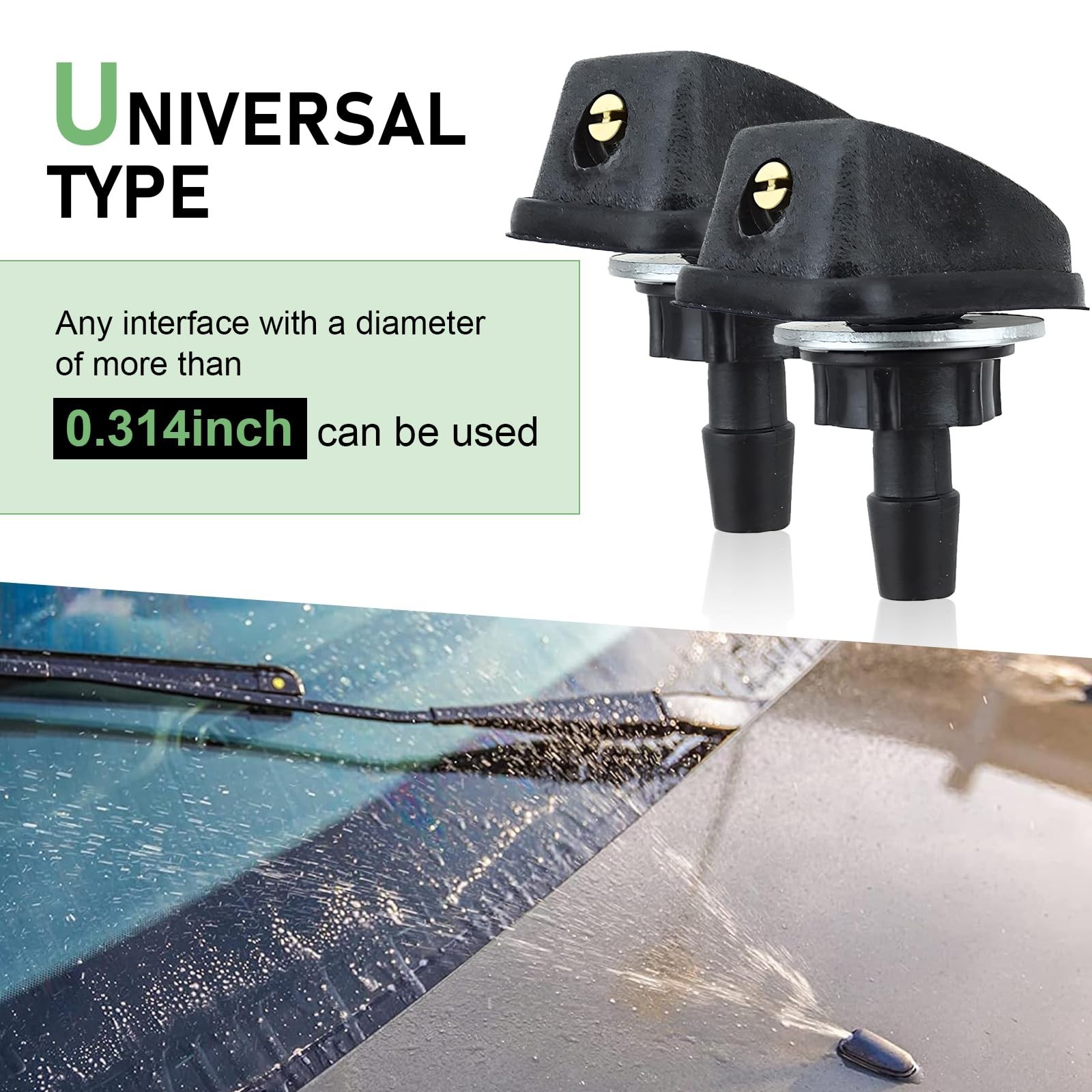 2 PCS Front Windshield Washer Nozzle Kit, Adjustable Fan Shape Spray Wiper No…