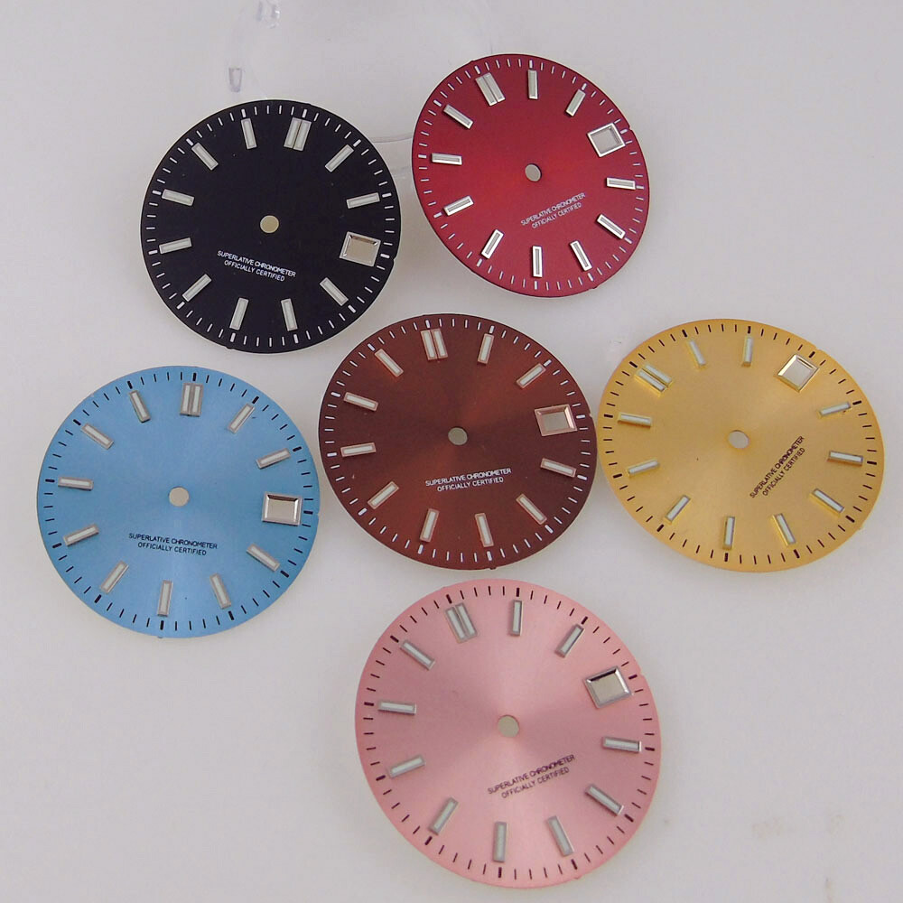 29mm Sunburst Watch Dial Set Black Pink Blue Fit NH35 Watch Part Accessories