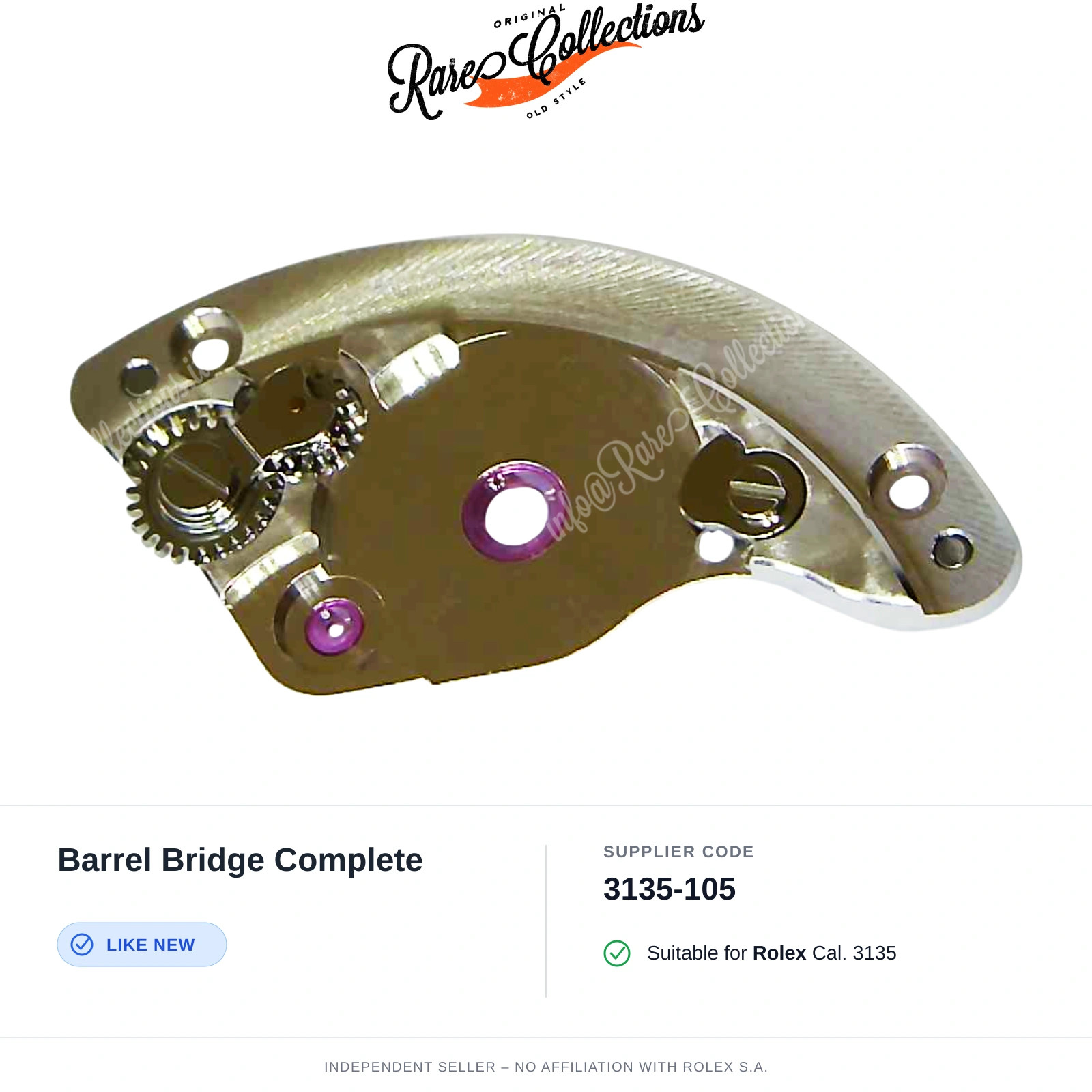 Rolex 3135-105 Excellent Condition Barrel Bridge Complete 3135 3130 3155 3156 31