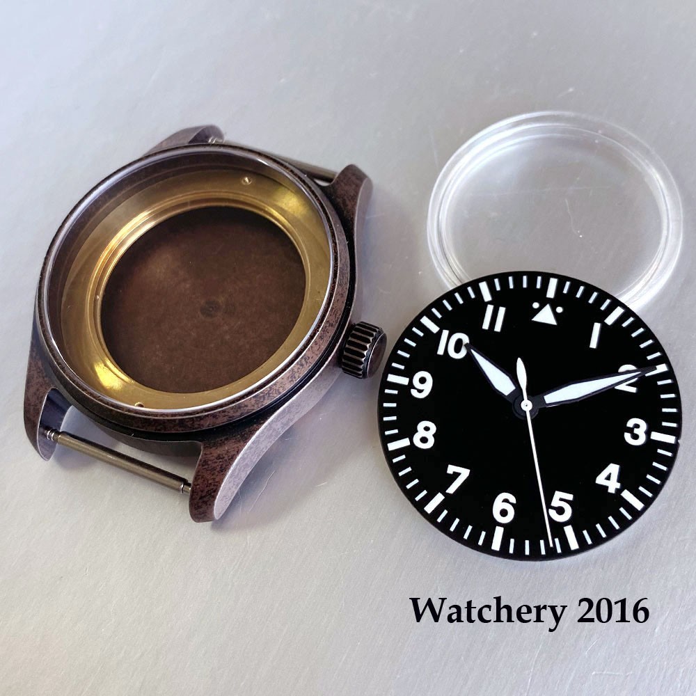 Tandorio 39mm Coated Bronze Pilot Vintage Watch Case Fit NH35 PT5000 Miyota 8215