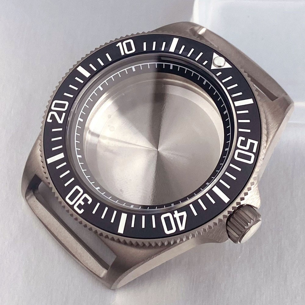 Prevent Allergy Sapphire Glass 42MM Titanium Watch Case fit NH35A NH36A Watch