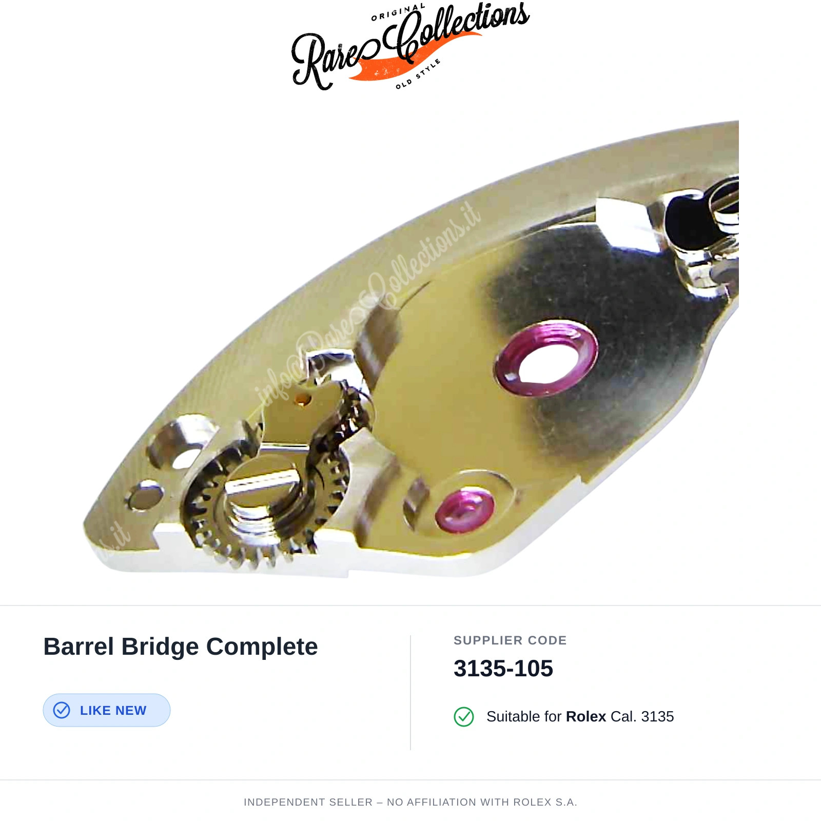 Rolex 3135-105 Excellent Condition Barrel Bridge Complete 3135 3130 3155 3156 31