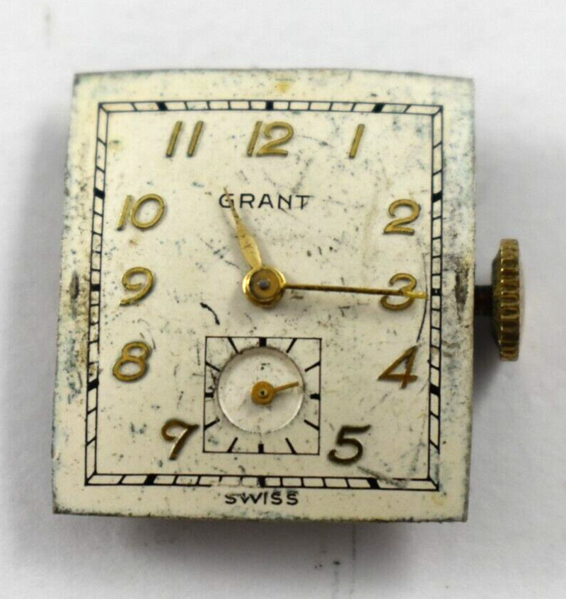 Vintage Swiss Made Grant Manual Wind 7J Wrist Watch Movement lot.fh