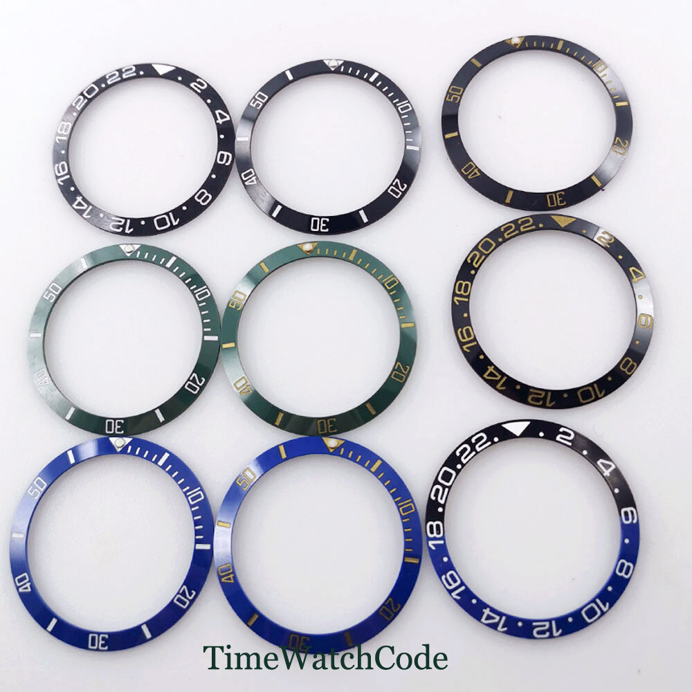 Ceramic Sloping Watch Bezel Insert Fit For 38mm SUB Automatic Mens Watch Case
