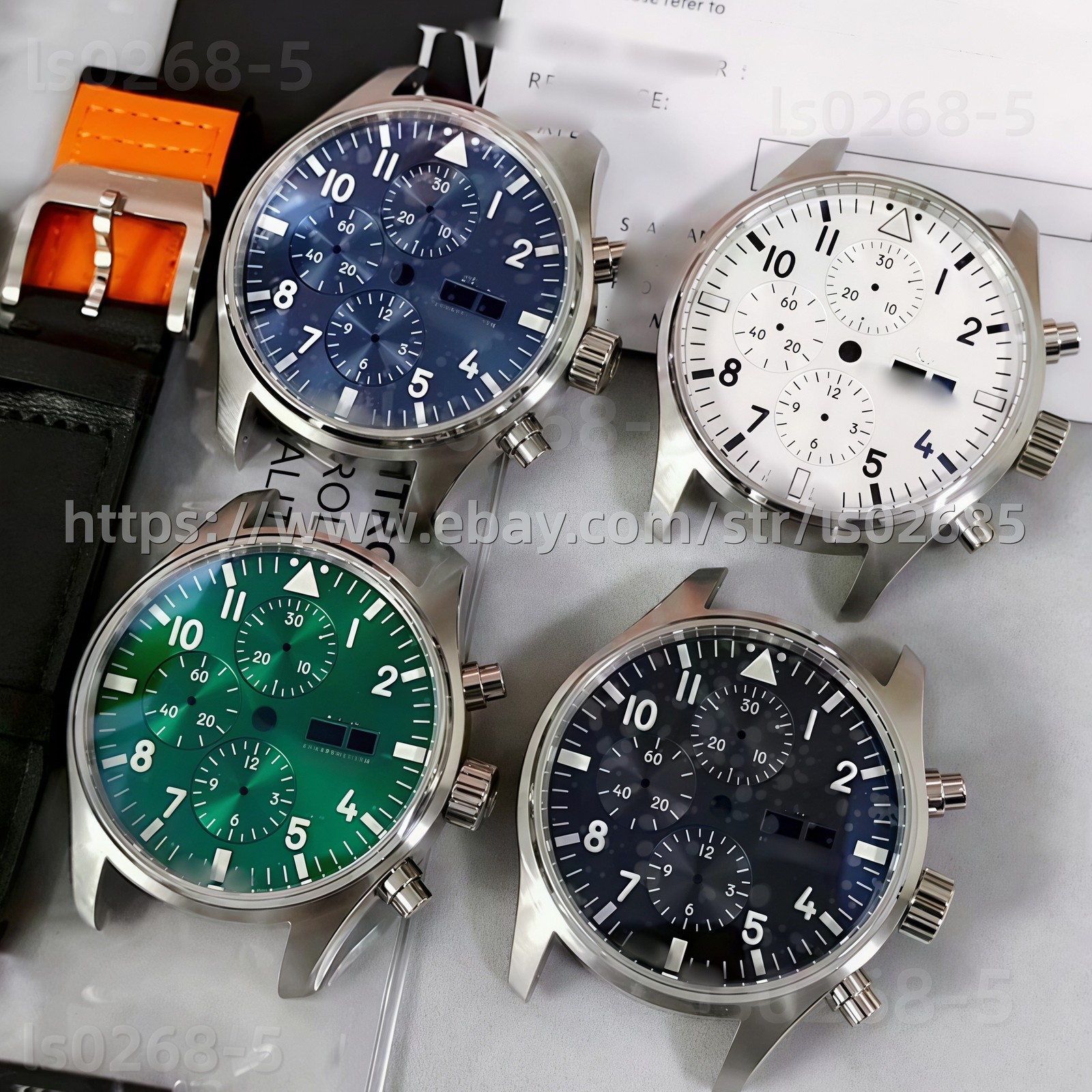 DIY 43mm stainless steel kit with dial, strap, and hands suitable for 7750