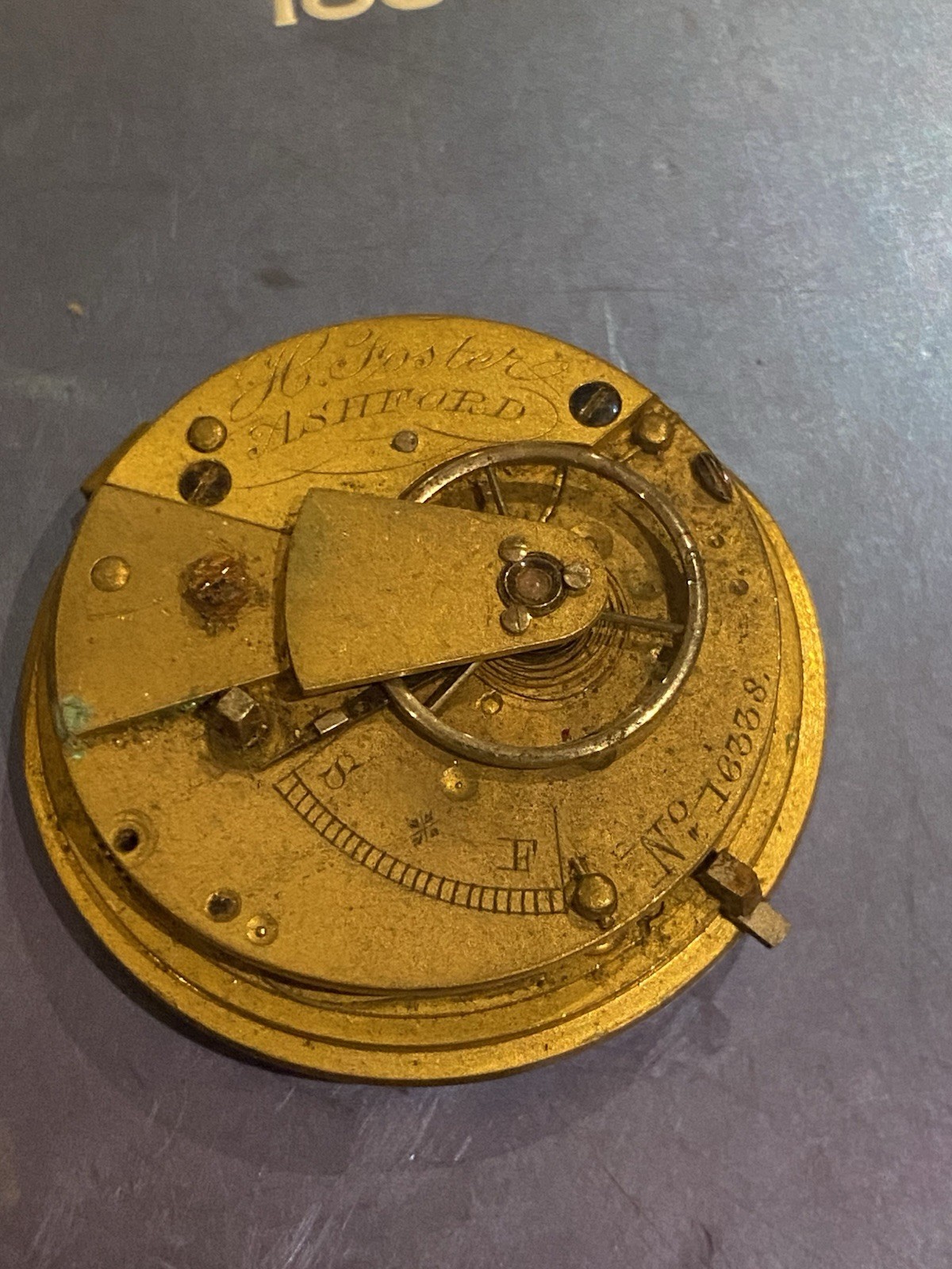 H Foster Of Ashford,Kent Pocket Watch Movement. Verge Fusee Movement. Spares Re