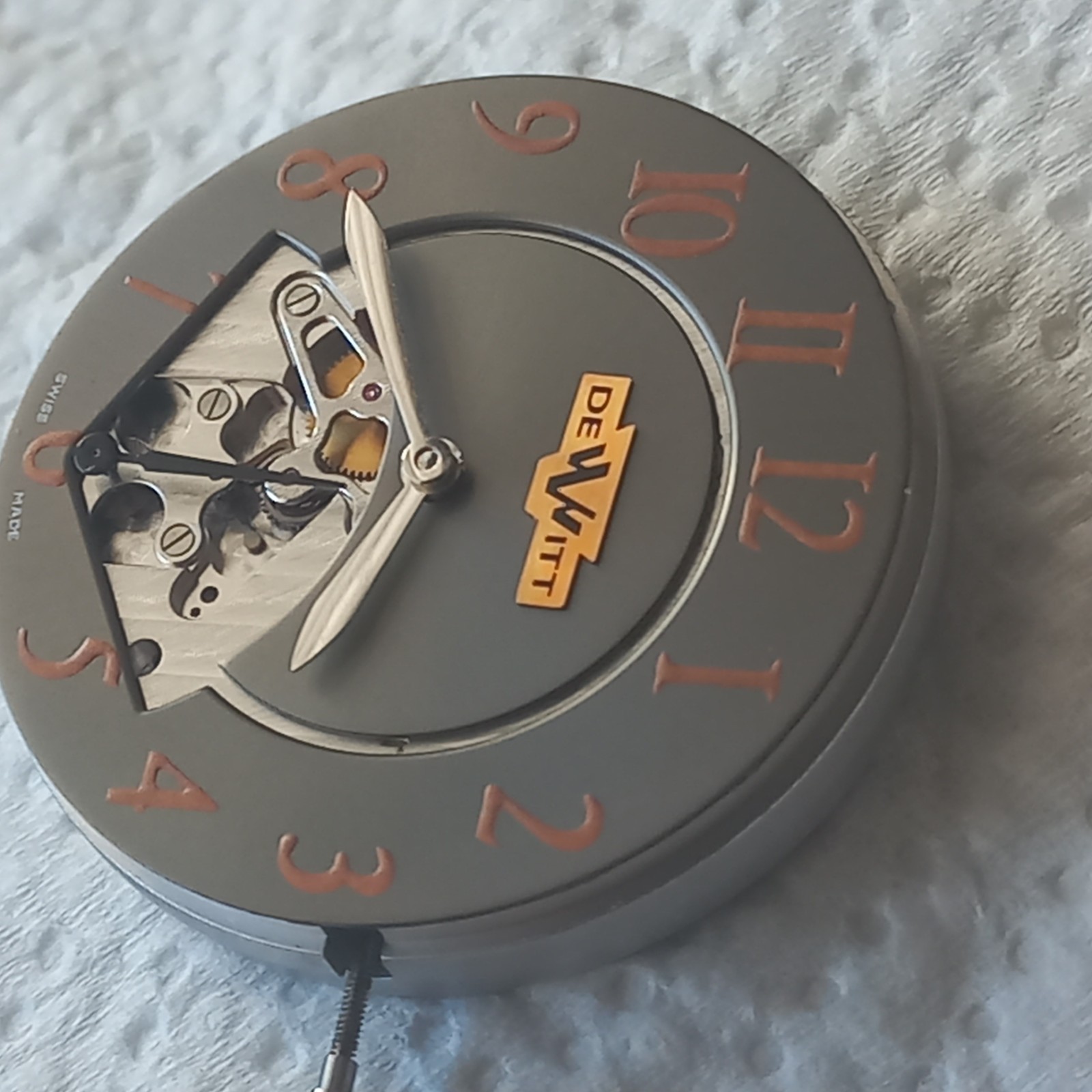 DeWitt Retrograde Watch Movement – Complete Set Dial + Movement + Metal Holder