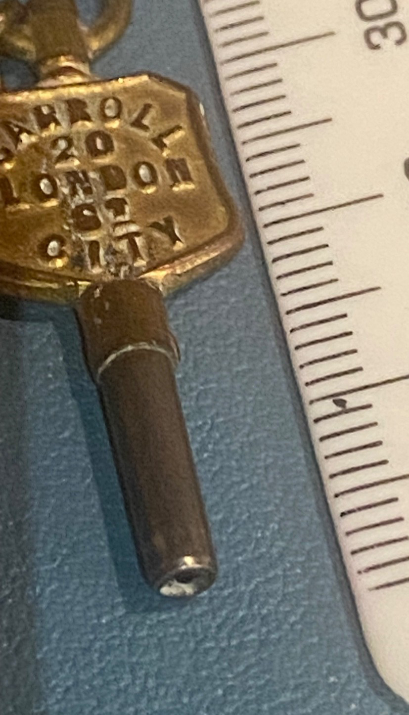 Antique Pocket Watch Winding Key – Carroll 33 Walbrook City (City of London)