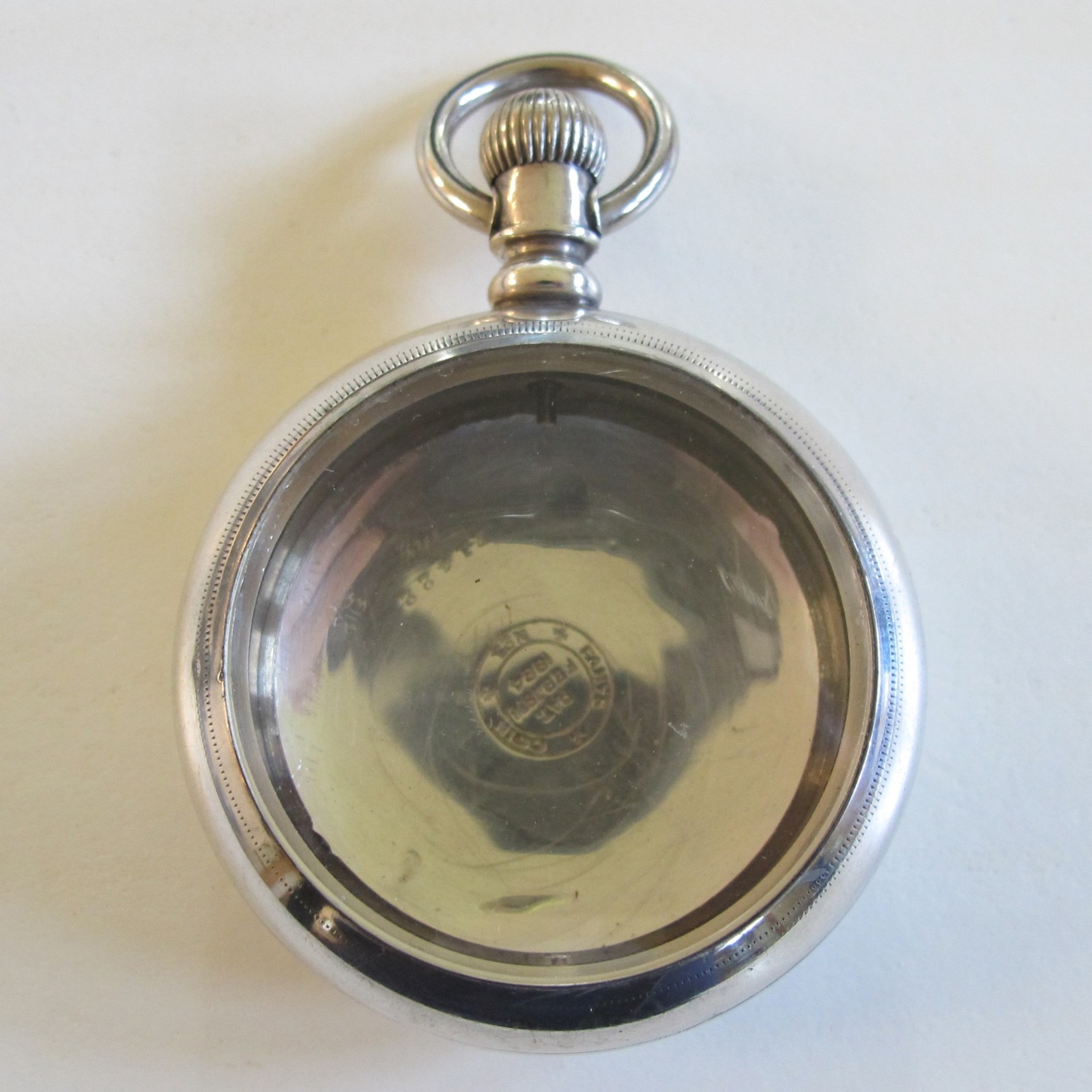 Size 18 COIN SILVER PocketWatch CASE Only – FAHYS Open Face with Bevel Crystal