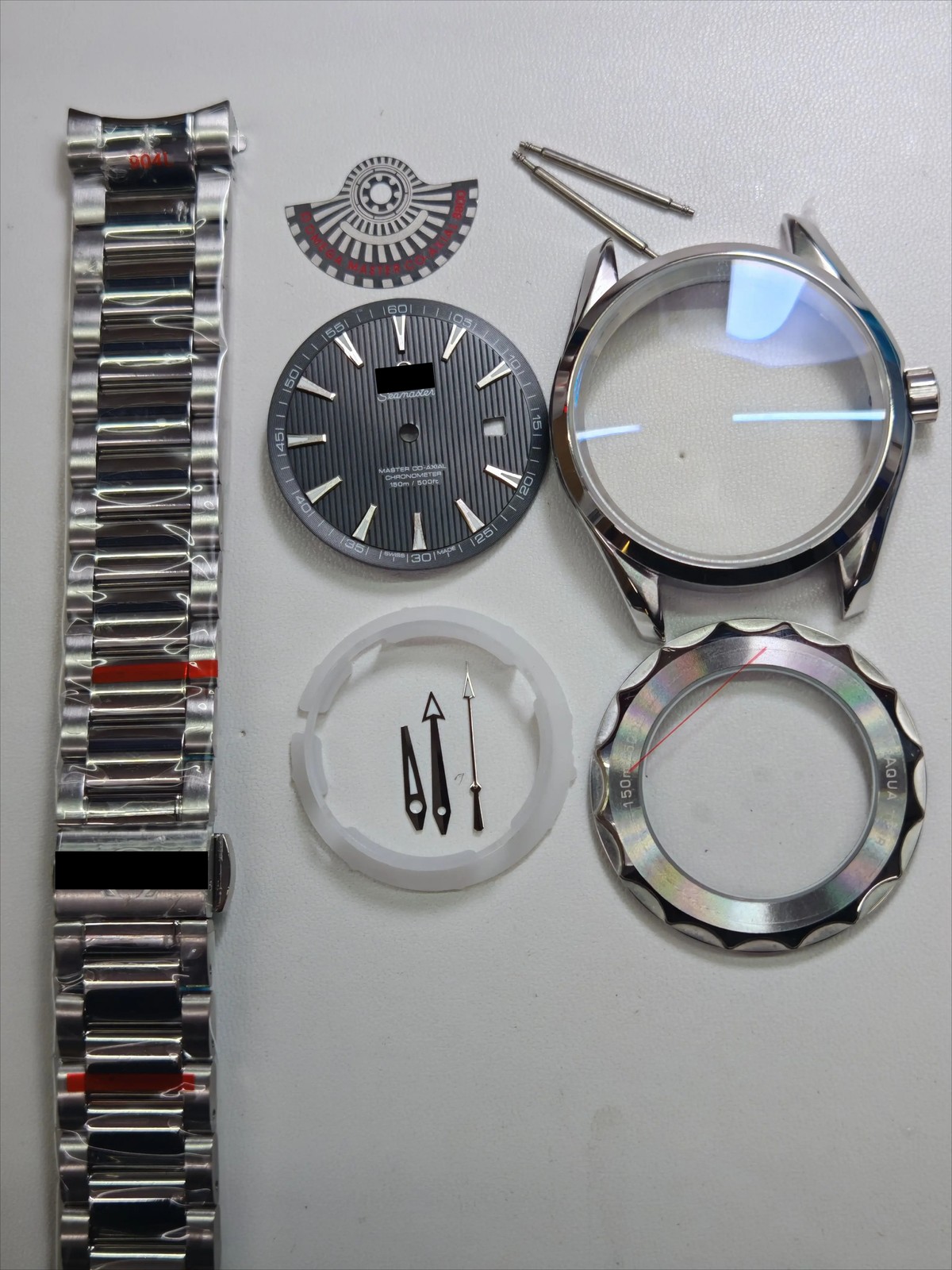 Watch Part Kit for Seamaster 8200 8215 2813 41mm Watch Case+Dial+Hands+Strap