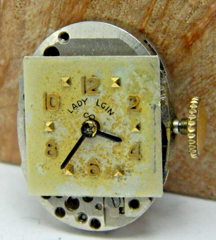 Vintage 1951 lady Elgin 650 19j adjusted art deco wrist watch movement US made