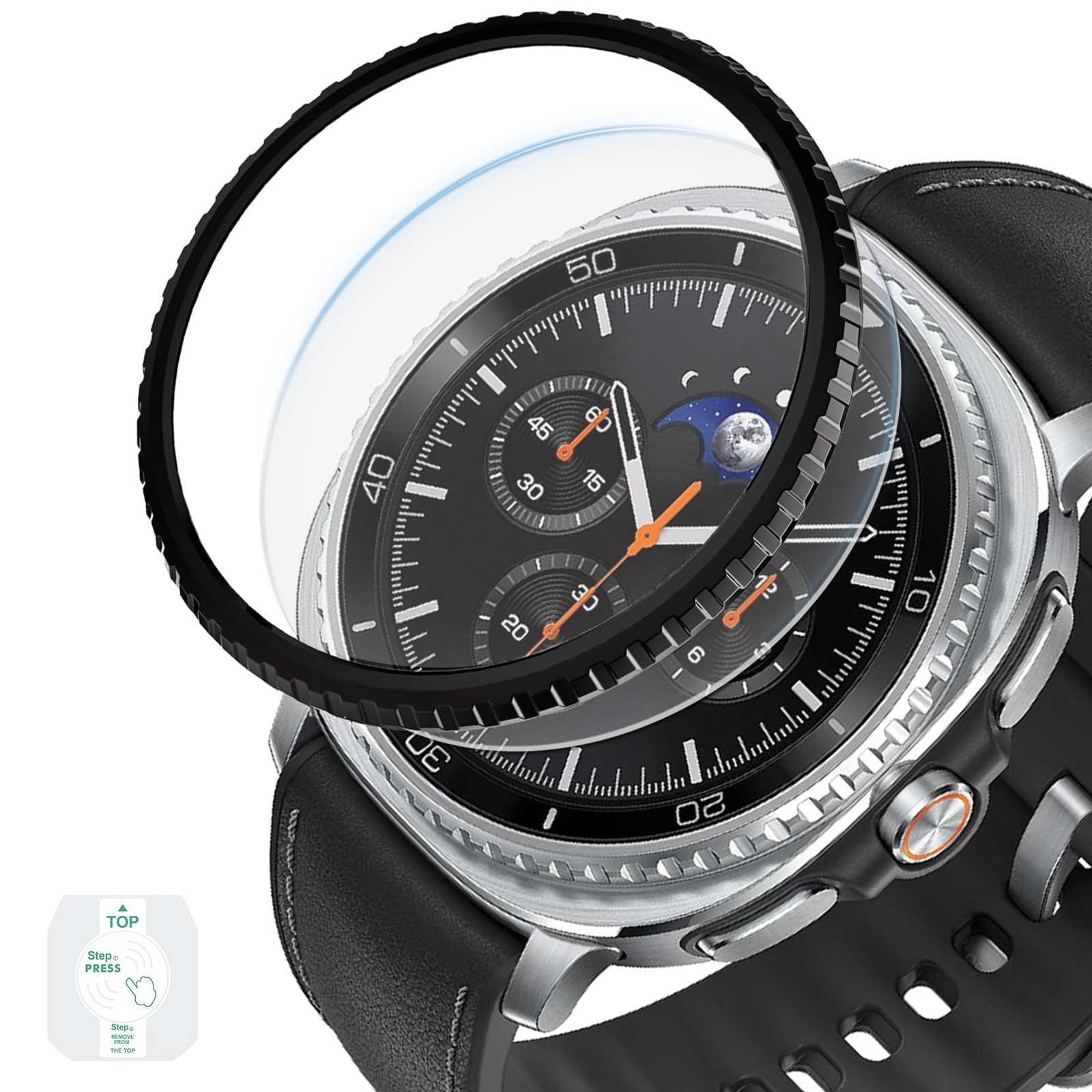 Fr Samsung Galaxy Watch 8 Classic 46mm Metal Ring Adhesive Screen Protector Case