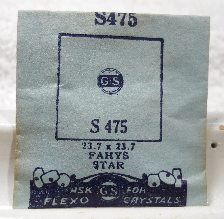 GS S475 Watch Crystal For Fahys Star Hamilton Eric – 23.7 x 23.7 mm Replacement