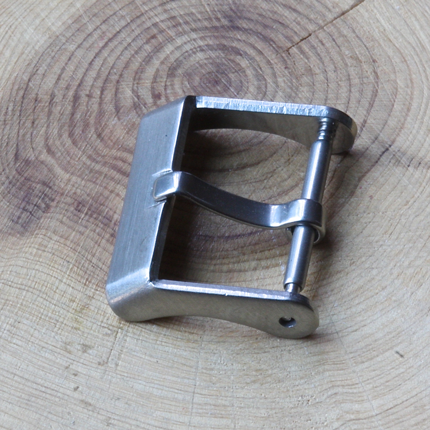 Brushed sleek shape steel vintage watch buckle 18mm inner opening size NOS 1960s