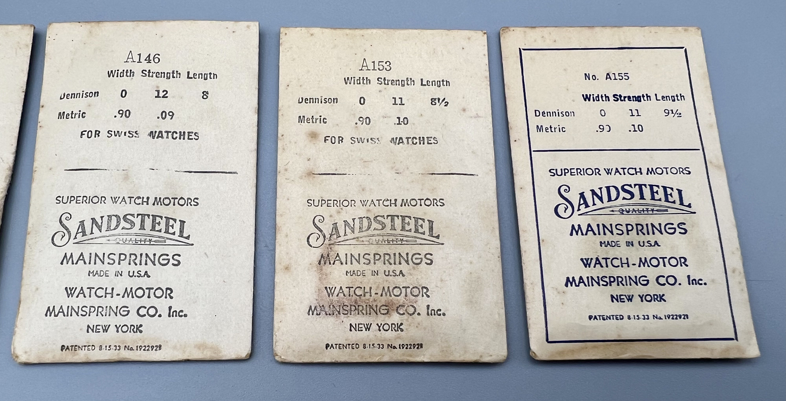 LOT of 5 – SANDSTEEL #A153 0x11 0x12 MAINSPRING WATCHMAKER PARTS REPAIR NOS #S2