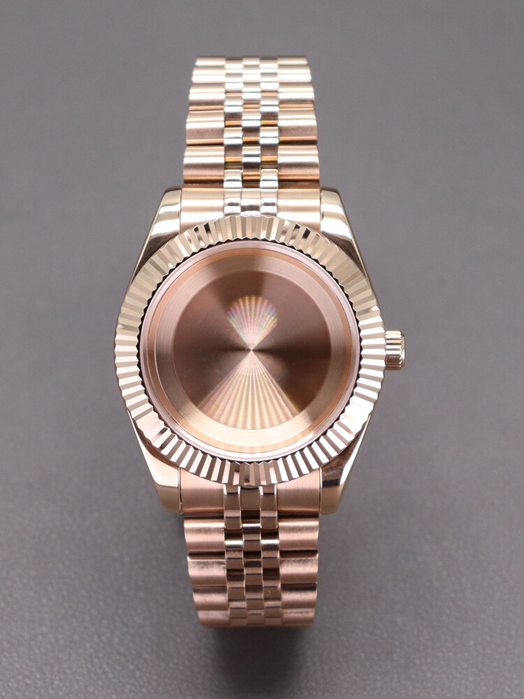 Rose Gold 36mm/40mm log Watch Case Jubilee Bracelet Band Sapphire For Seiko nh35