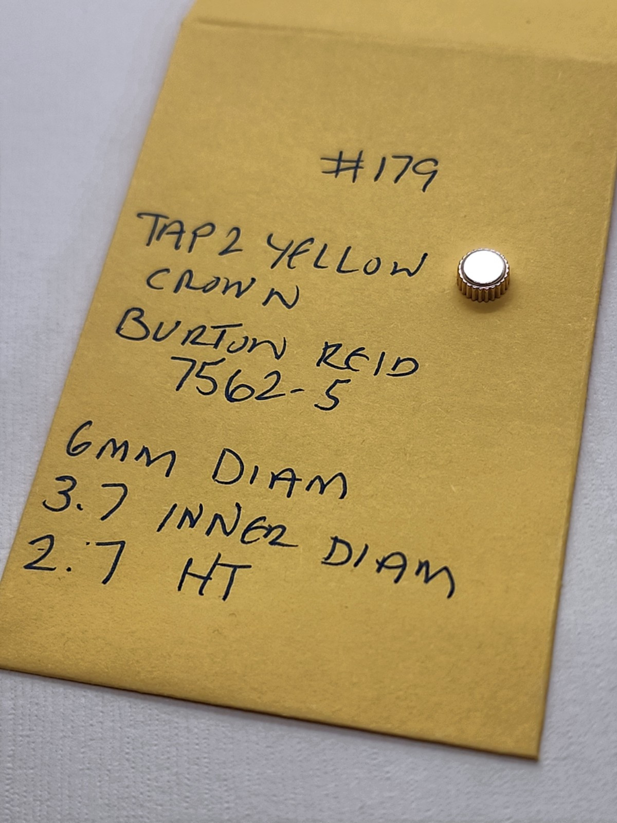 NOS Tap 2 Yellow American Pocket Watch Crown 6mm Diameter