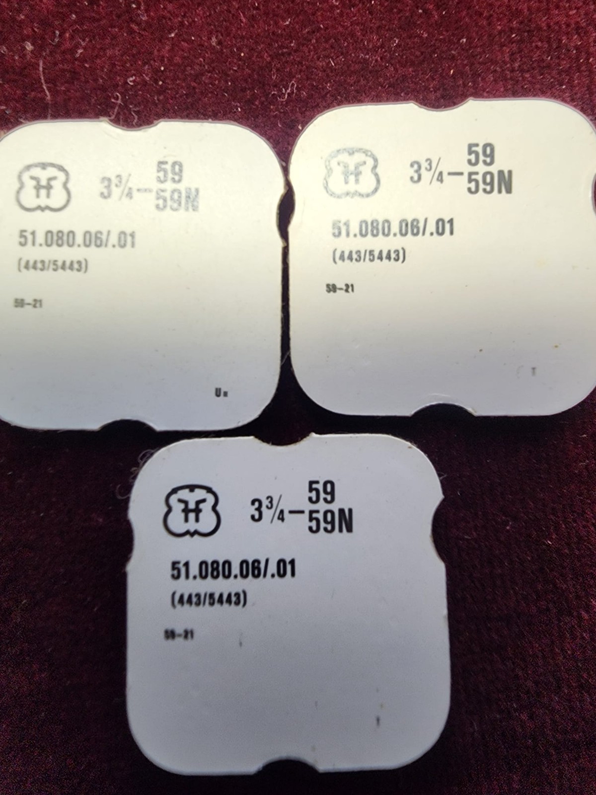 Vintage H 3¾–59 / 59N Watch Parts #51.080.06/.01 (443/5443) Swiss – Lot of 3 Pac