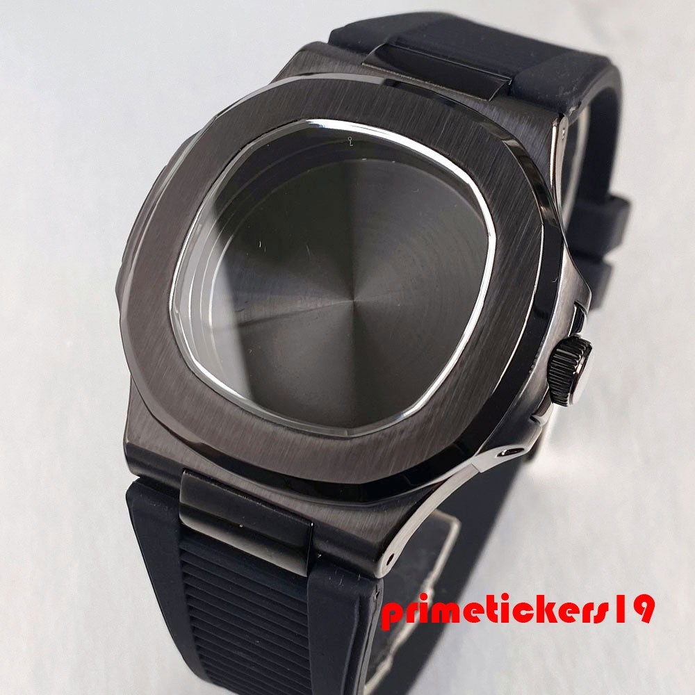 NH35 Square Watch Case+Silicone Band+Dial Hand Fit for Nautilus Style Wristwatch