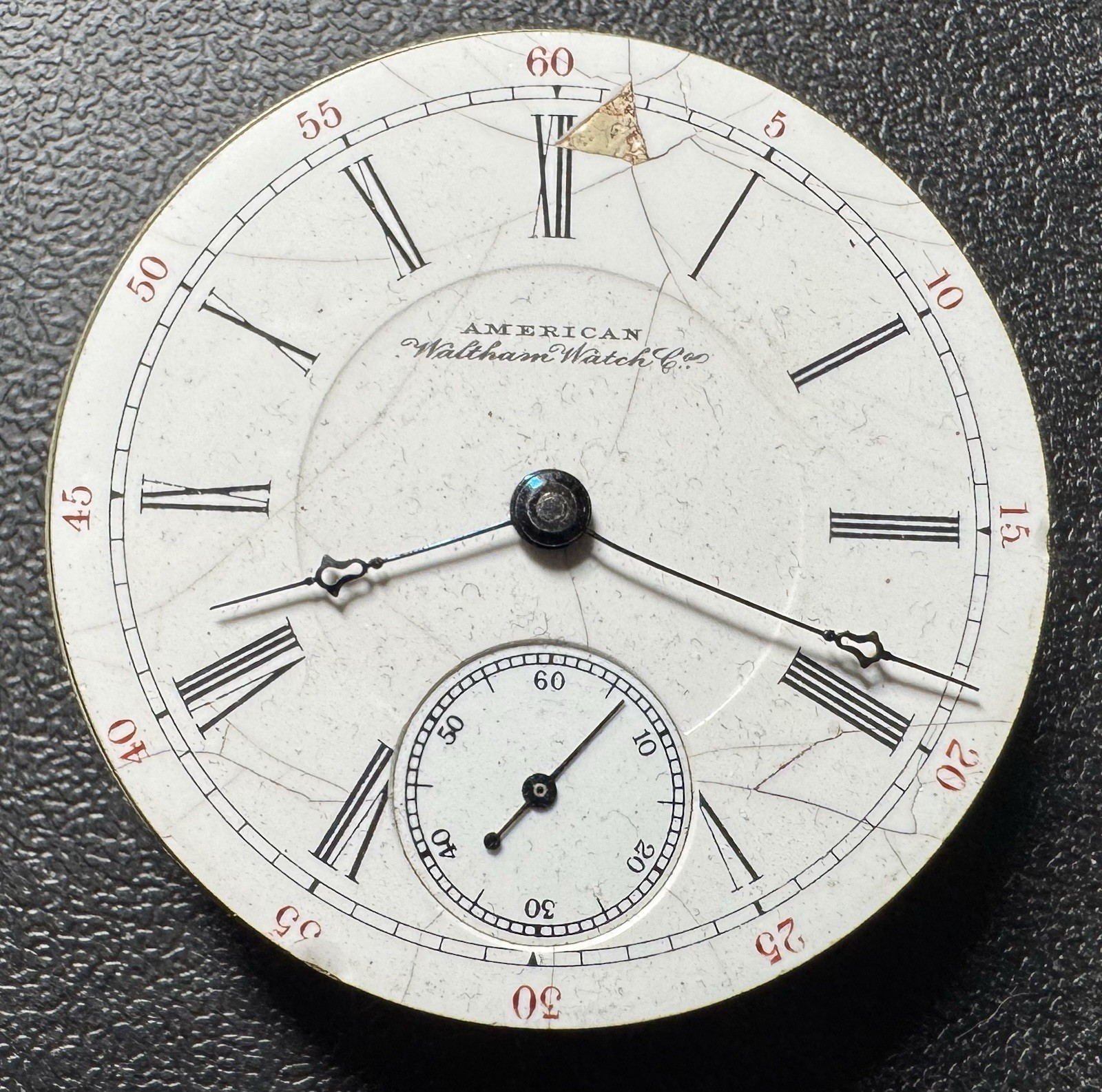 WALTHAM 18S 17J GRADE No. 15 ADJUSTED POCKET WATCH MOVEMENT & DIAL runs