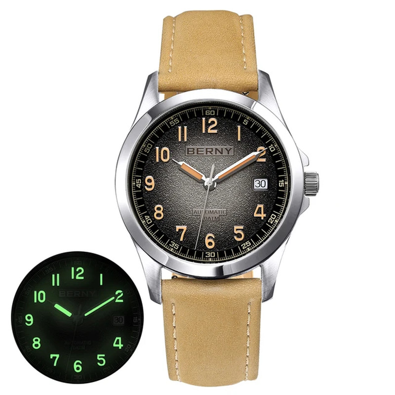 Luxury Frosted Dial Men’s Automatic Watch with Luminous Mechanical Movement and