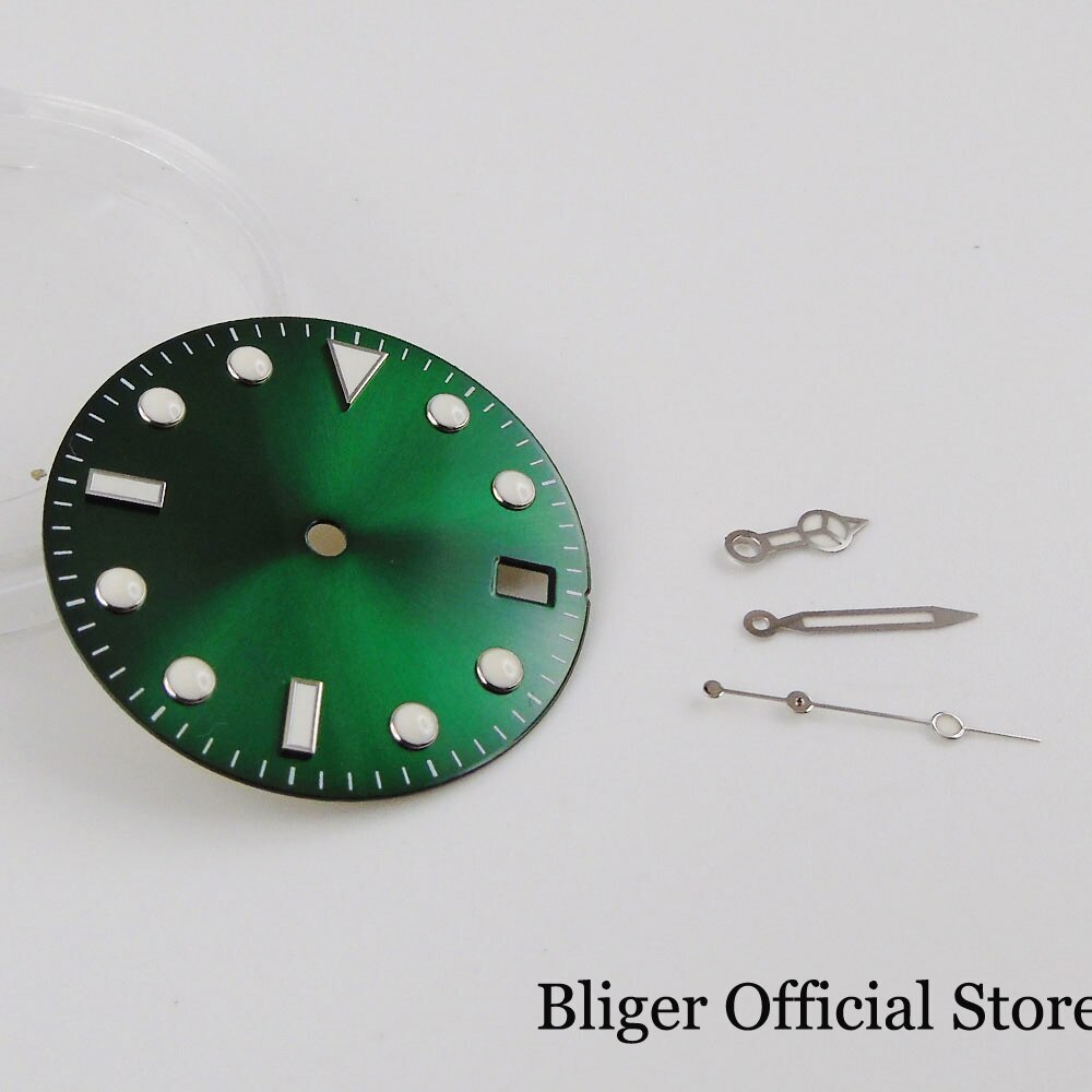 29MM Fit NH35A NH36A Luminous Sunburst Watch Dial Hand Set Green Blue Grey Parts