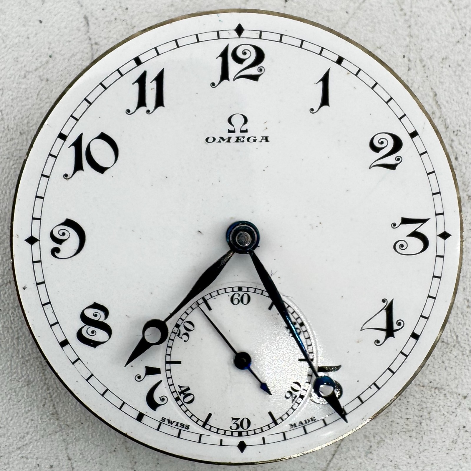 Antique 40.5mm Omega White Dial Pocket Watch Movement Swiss Breguet Moon Hands