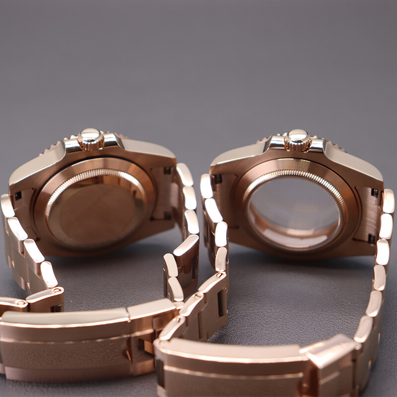 40mm Rose Gold Watch Case+Oyster Bracelet Stainless Steel Sliding Lock Buckle