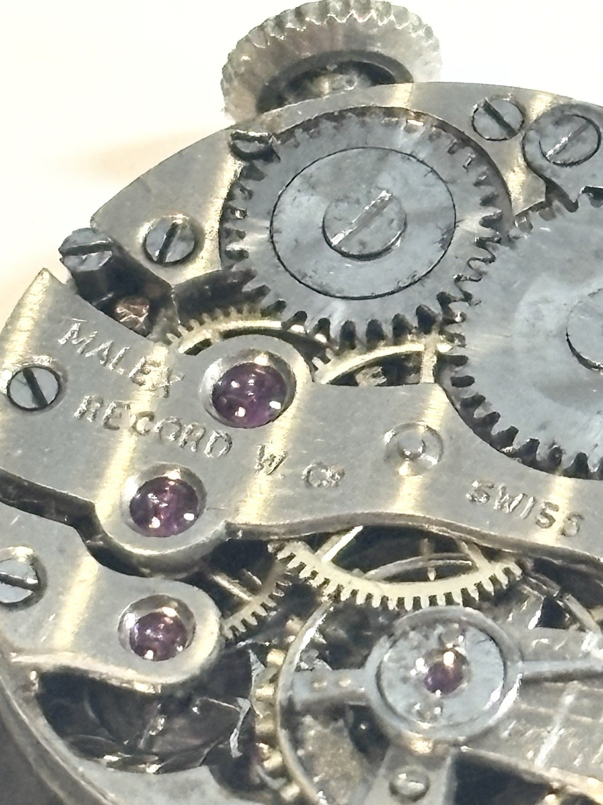 Vintage 1920s Malex Record 15J Wristwatch Movement 19mm X 25mm