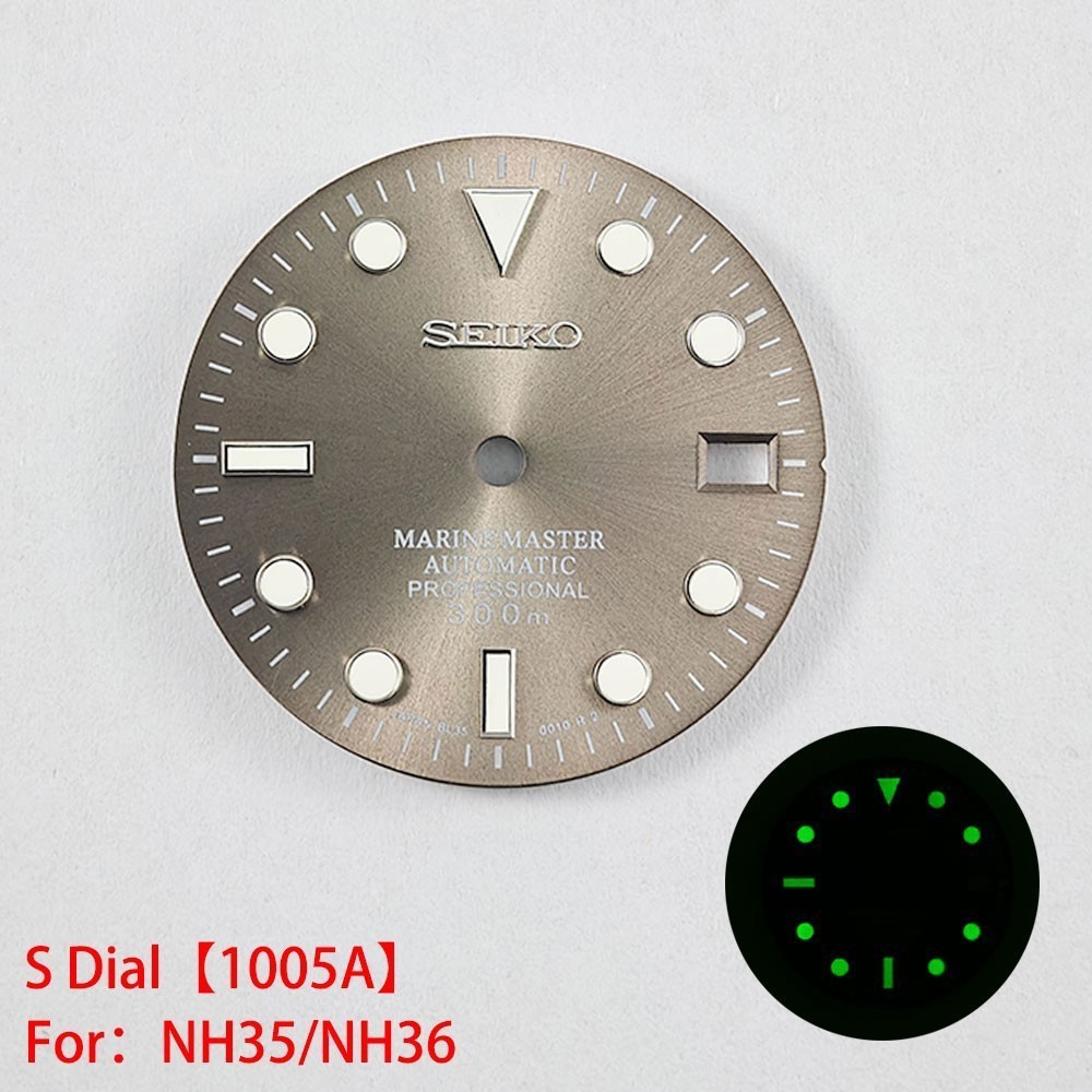 28.5mm Seiko Sunburst Watch Dial Green Luminous Fit NH35 NH36 Movement