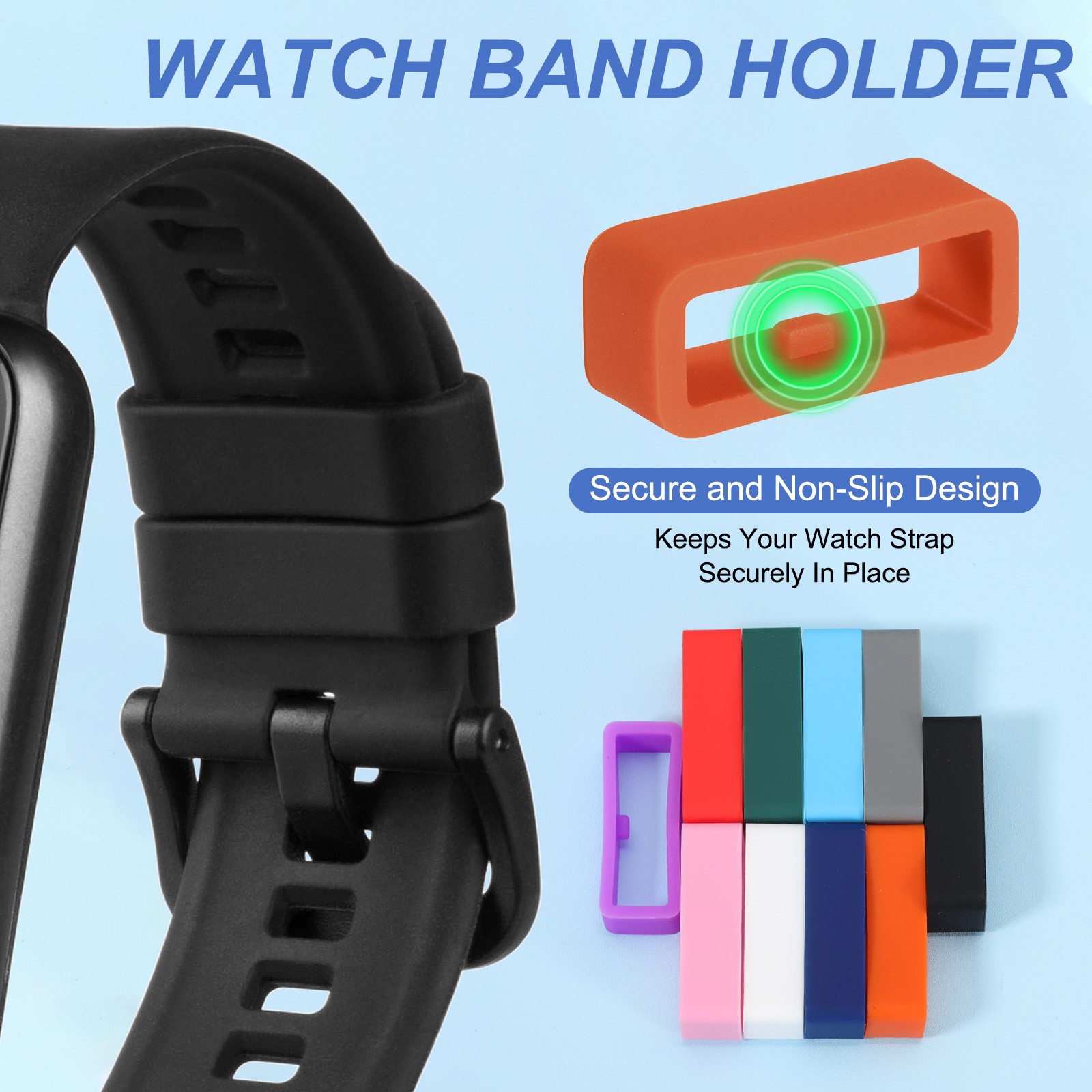8 Pcs Watch Band Holder Loop, 16mm Universal Watch Replacement Band, Red Orange