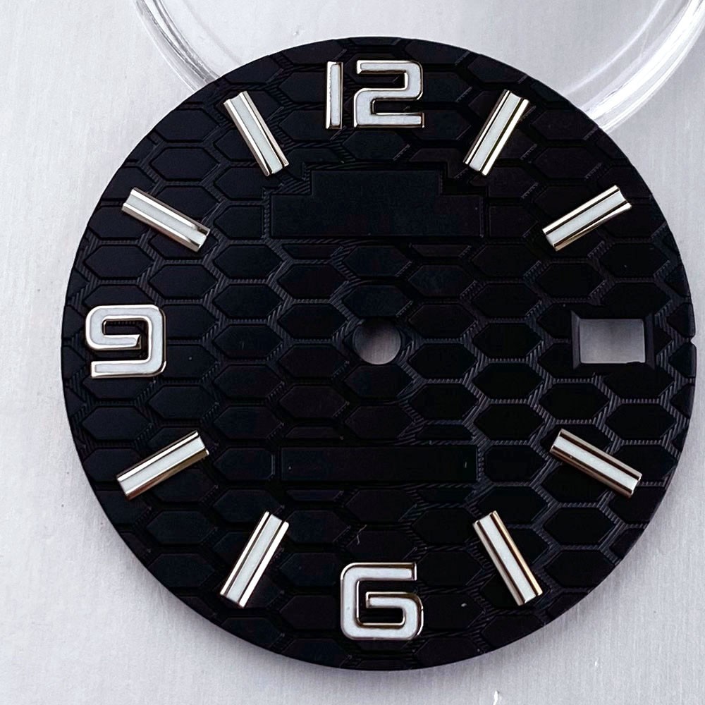 Black Blue Sterile 28.5mm Honeycomb Watch Dial fit NH35 Dive Watch Part Luminous