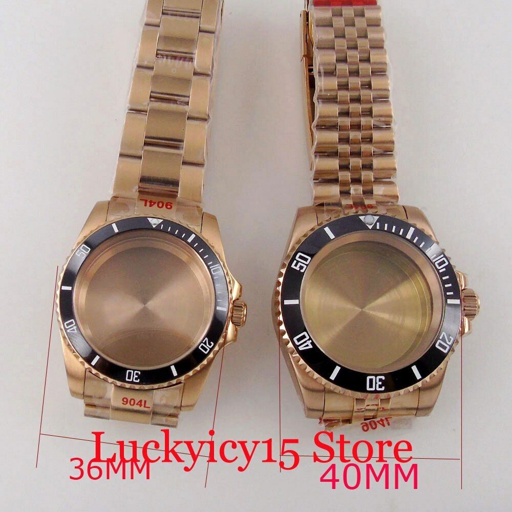 36MM Watch Case Fit NH35A NH36A ETA 2824 PT5000 Bezel Jubilee Oyster Bracelet