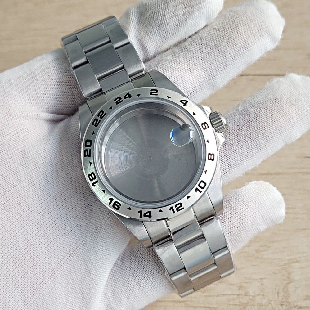 39mm Solid Stainless Steel Silver Watch Case(Date) + Bracelet NH35/36
