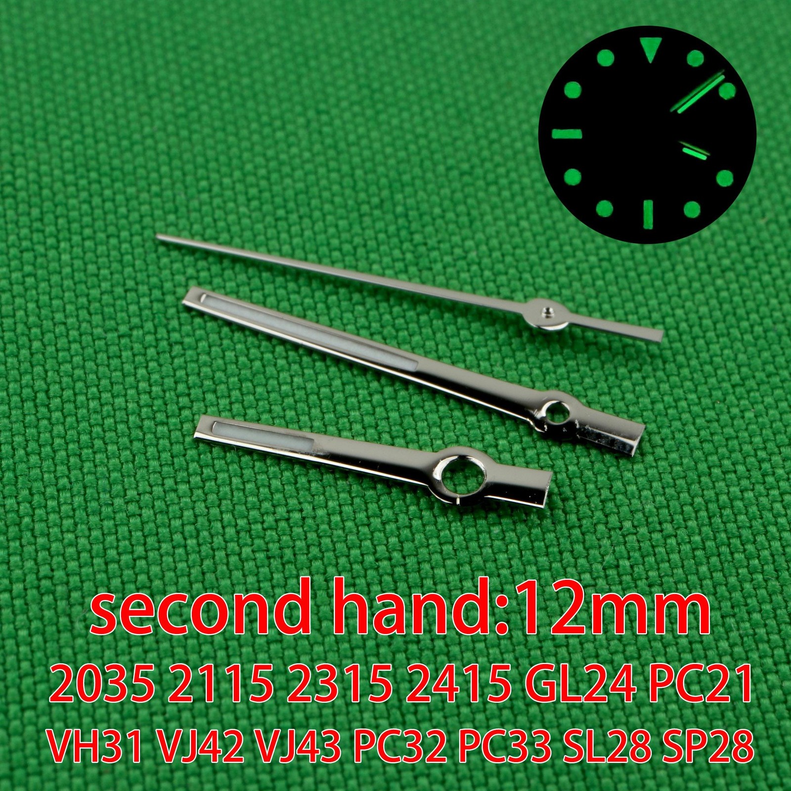 New Watch Hands Set Miyota 2035 VH31 VJ42 VJ43 2115 Luminous Silver Parts Kit