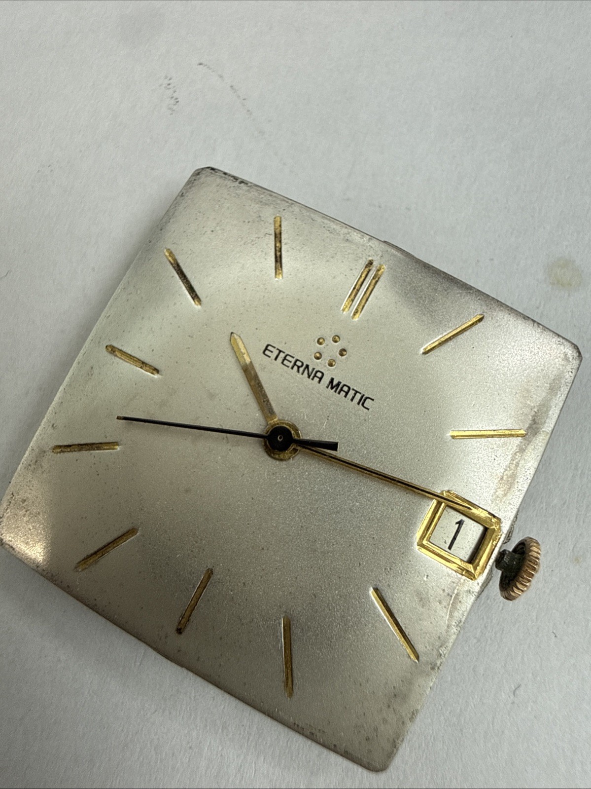 Vintage Eterna Matic 1438u Complete Movement Dial Hands Crown Working Perfect